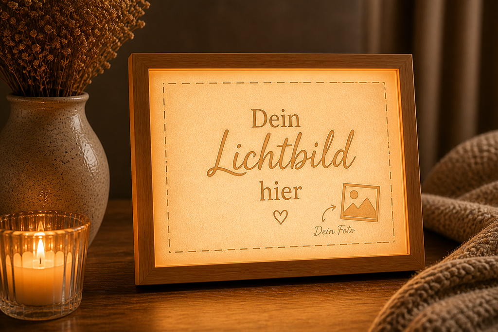 Lichtbild mit Holzrahmen