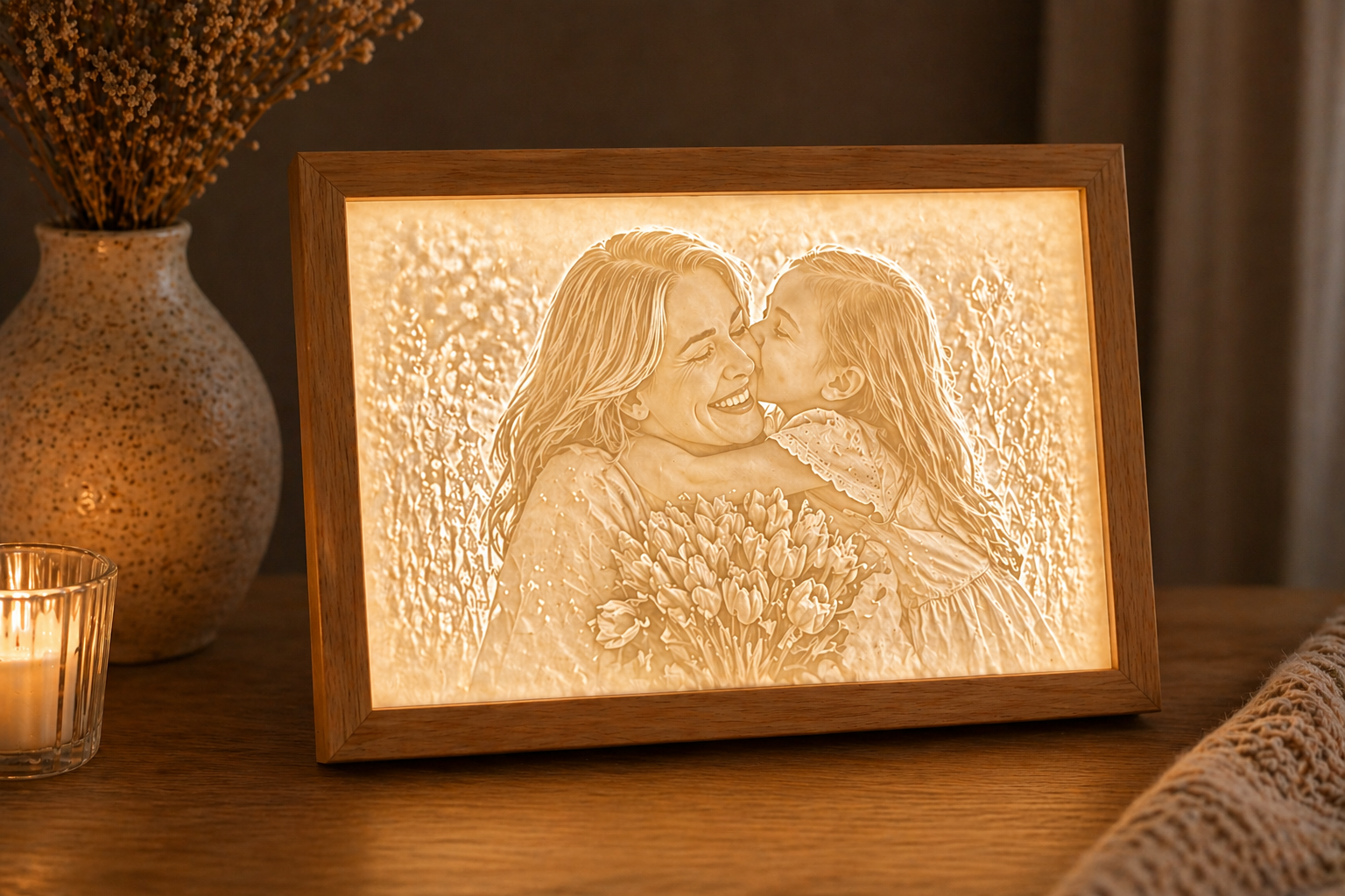 Lithophan mit Licht